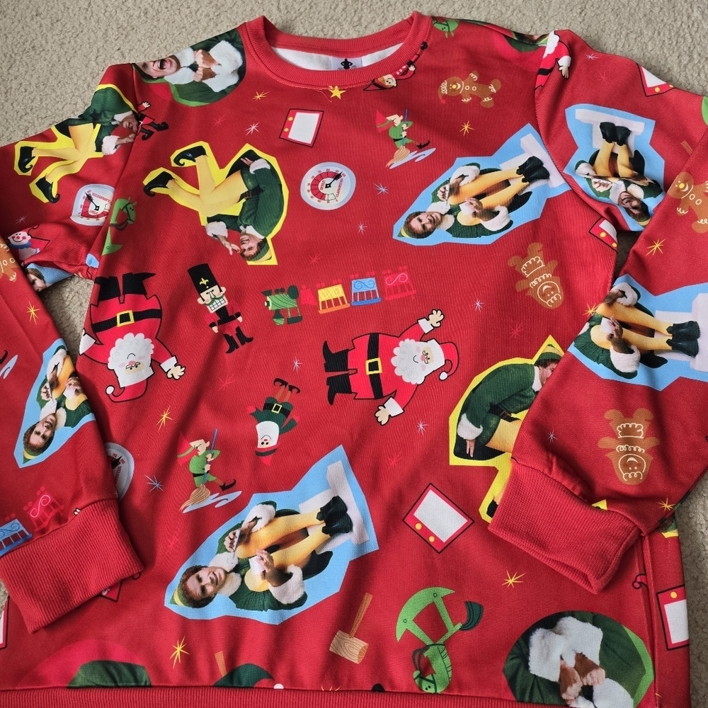 Buddy the Elf All Over Print Christmas Sweatshirt Size Medium